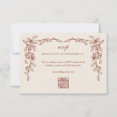Elegante Terracotta Bloemen QR Code Huwelijk RSVP Kaartje (Voorkant)