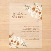 Elegante Terracotta Bloemen QR Code Vrijgezellenfe Acryl Uitnodigingen (Voorkant)