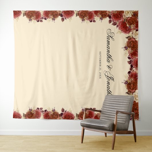Elegante Terracotta Bloemen Trouw Achtergrond Wandkleed (In Situ (horizontaal))