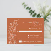 Elegante Terracotta Bloemen Vintage bruiloft RSVP (Staand voorkant)