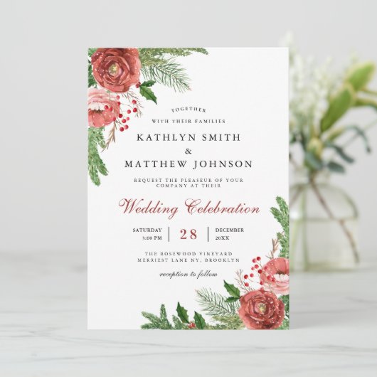 Elegante terracotta bloemendennen bough bruiloft f kaart (Staand voorkant)