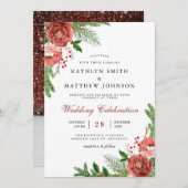 Elegante terracotta bloemendennen bough bruiloft f kaart (Voorkant / Achterkant)