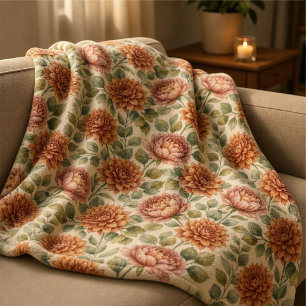Elegante Terracotta Bloemenklepel voor Thanksgivin Fleece Deken