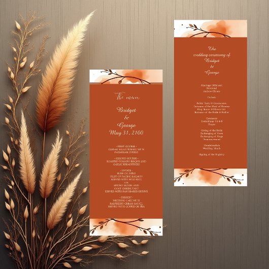 Elegante terracotta Bloemenrand menu & programma