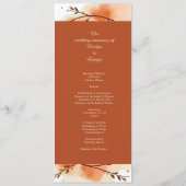 Elegante terracotta Bloemenrand menu & programma (Achterkant)