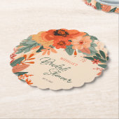 Elegante Terracotta Bloemige Bruiloftsdouche Kartonnen Onderzetters (Gekanteld)