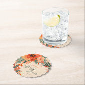 Elegante Terracotta Bloemige Bruiloftsdouche Kartonnen Onderzetters (Insitu)