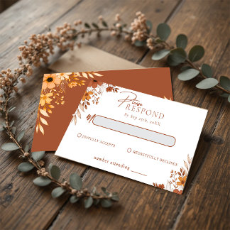 Elegante Terracotta Bloemige Trouw-RSVP Notitiekaartje