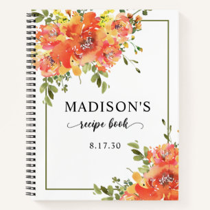 Elegante Terracotta Bloemige Waterverf Douche Rece Notitieboek