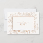 Elegante Terracotta Bloemlijn Kunst Trouw QR-code RSVP Kaartje (Voorkant)