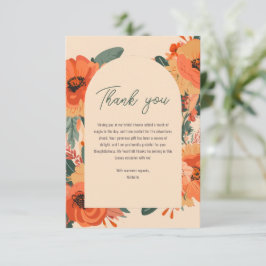 Elegante Terracotta Bloemrijke Bruidsdouche Bedankkaart