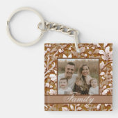 Elegante  terracotta boho bloem sleutelhanger (voorkant)