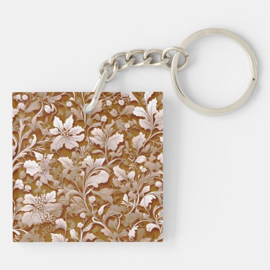 Elegante  terracotta boho bloem sleutelhanger (Achterkant)