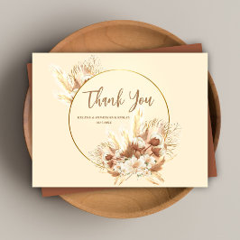 Elegante Terracotta Boho Bloemige Trouw Dankjewel Briefkaart