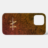 Elegante Terracotta Boho Botanisch Patroon Monogra Case-Mate iPhone Case (Achterkant (horizontaal))