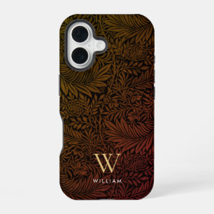 Elegante Terracotta Boho Botanisch Patroon Monogra iPhone 16 Hoesje
