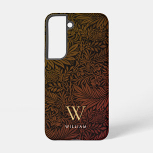 Elegante Terracotta Boho Botanisch Patroon Monogra Samsung Galaxy Hoesje