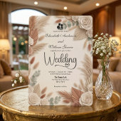 Elegante Terracotta Boho Chic Bruiloft Kaart