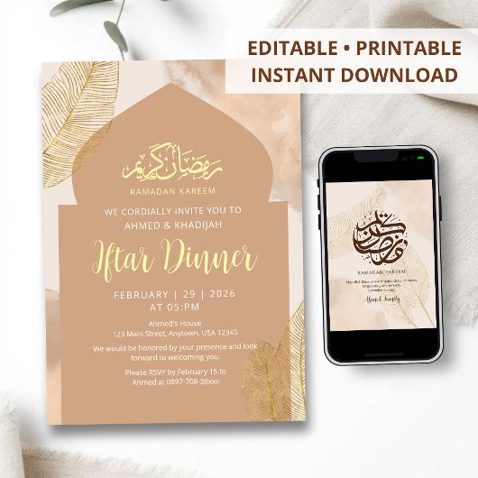 Elegante Terracotta Boho Iftar-dineruitnodiging Kaart