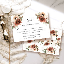 Elegante Terracotta Boho Wedding RSVP Kaart