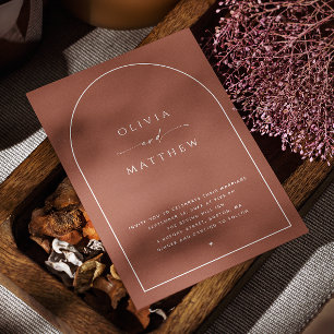 Elegante terracotta boog minimalistische herfst br kaart