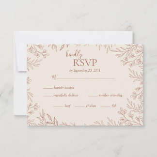 Elegante Terracotta Botanische Monogram Trouw RSVP Kaartje
