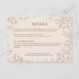 Elegante Terracotta Botanische Monogramdetails Informatiekaartje