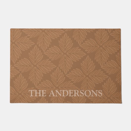 Elegante Terracotta Botanische Patroon Custom Deurmat (Voorkant)