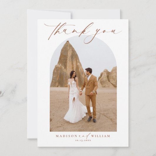 Elegante Terracotta bruiloft bedankkaart Kaart (Voorkant)