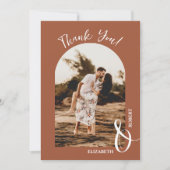 Elegante terracotta bruiloft foto bedankkaart (Voorkant)