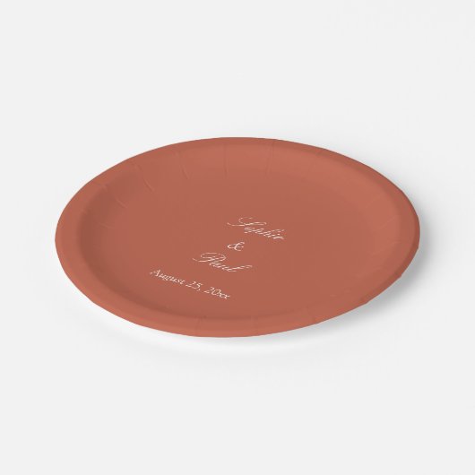 Elegante terracotta bruiloft papier Borden Papieren Bordje (Gekanteld)