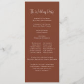 Elegante Terracotta bruiloft programma op maat Programmakaart (Achterkant)