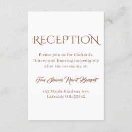 Elegante terracotta bruiloft receptie Details Informatiekaartje