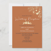 Elegante terracotta bruiloft receptie kaart (Voorkant)