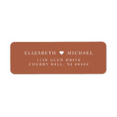 Elegante Terracotta bruiloft retour adres Etiket (Voorkant)
