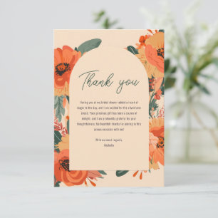 Elegante Terracotta Bruilofts-ontbijt met Bloemen Bedankkaart
