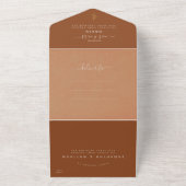 Elegante Terracotta Calligrafie Foto Bruiloft All In One Uitnodiging (Buitenkant)