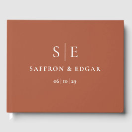 Elegante Terracotta Chic Monogram Huwelijk Gastenboek