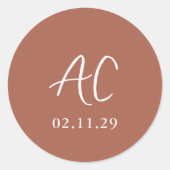 Elegante Terracotta Clean Wedding Ronde Sticker (Voorkant)