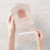 Elegante Terracotta Coneflower Botanische bruiloft All In One Uitnodiging (Afscheurbaar)