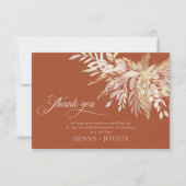 Elegante Terracotta Cream Foliage Duet Foto Bedankkaart (Voorkant)
