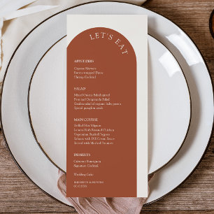 Elegante Terracotta & Cream Let's Eat Arch Bruilof Menu