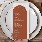 Elegante Terracotta & Cream Let's Eat Arch Bruilof Menu