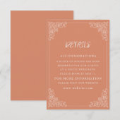 Elegante  Terracotta Cream Wedding Informatiekaartje (Voorkant / Achterkant)