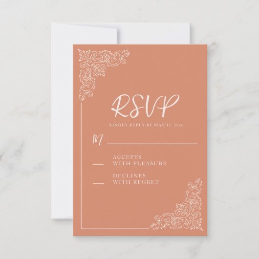 Elegante  Terracotta Cream Wedding RSVP Kaartje (Voorkant)
