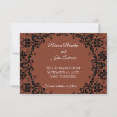 Elegante Terracotta Damask Floral Wedding Save The Date (Achterkant)