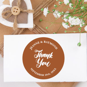 Elegante Terracotta Dank Je Geschenk voor de Bruil Ronde Sticker
