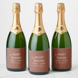 Elegante terracotta de nacht voor de bruiloft sparkling wijnetiket