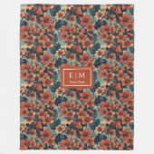 Elegante terracotta diepe pastel groene bloemen fleece deken (Voorkant)