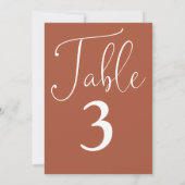 Elegante terracotta eenvoudige grote tafel nummer kaart (Achterkant)